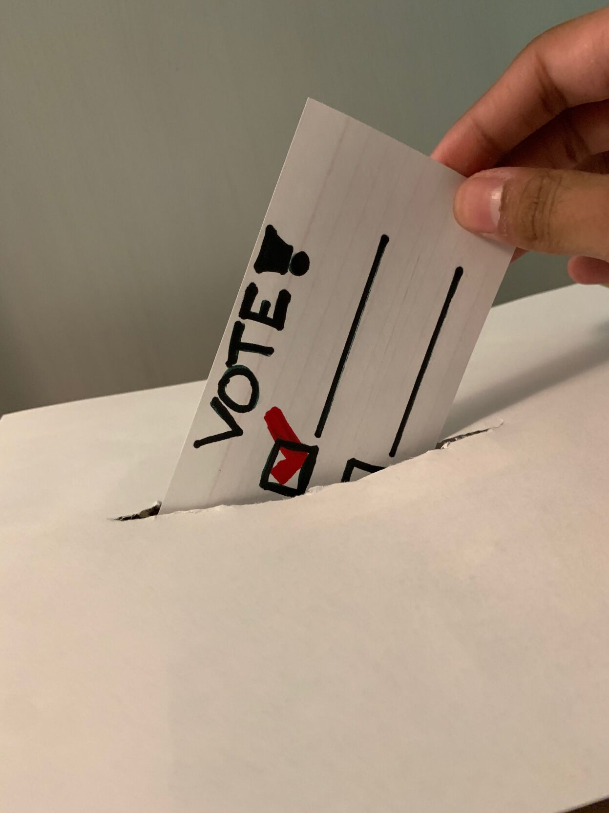 Image of a vote being cast in a ballot box